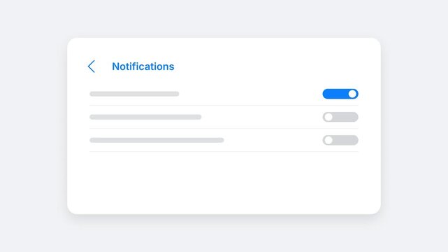 User Interface Settings and Notification Toggle for Mobile Application.