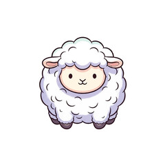 Fototapeta premium Cute Cartoon Sheep Face Closeup.