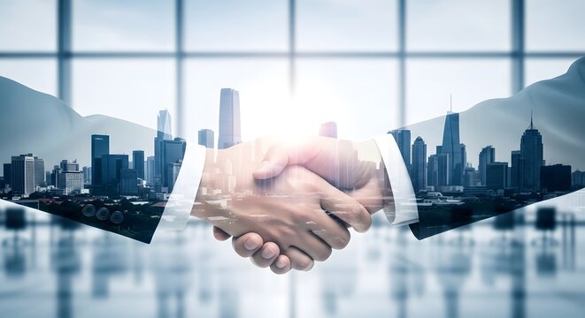 Businessman handshake after a great deal, Business partnership deal