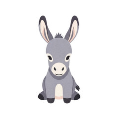 Obraz premium Cute Cartoon Donkey Sitting Alone.