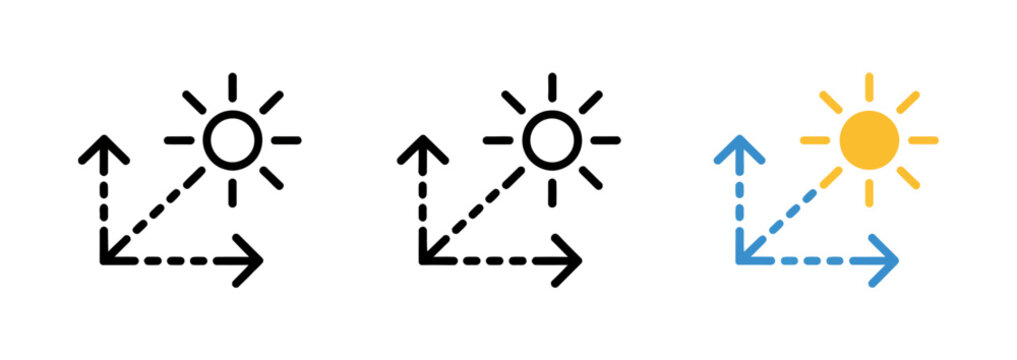 Sun Brightness and Light Exposure Adjustment Icon Set Isolated on White Background