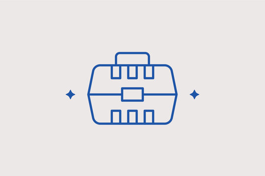 Heavy-duty tool box line icon for professional equipment storage and organization. Sturdy vector illustration for handyman service apps and workshop maintenance guides.