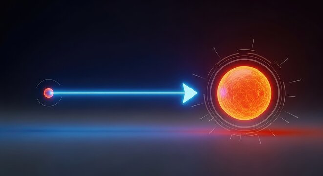 Abstract visualization illustrating a measured vector shift, showing the fundamental change in spatial location from the starting point to the final destination, dimension, theoretical, perspective