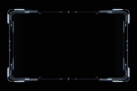 Futuristic HUD UI Video Camera Frame Overlay with Glowing Sci-Fi Interface Elements for Digital Transmission, Cyberpunk Screen Border, and High-Tech Viewfinder Design for Gaming and Broadcast.
