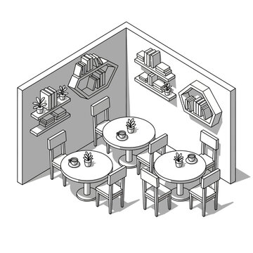 Three Round Tables with Chairs.