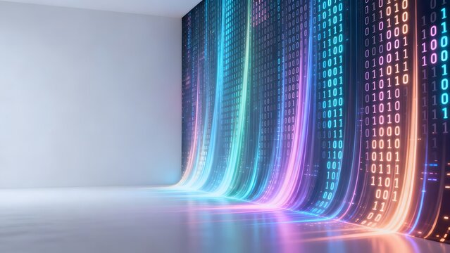 Abstract digital binary code wall