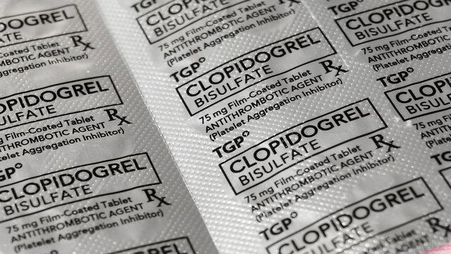 Clopidogrel Bisulfate TGP 75 mg antiplatelet antithrombotic medicine used to prevent blood clots stroke and heart attack. Bought from The Generics Pharmacy.