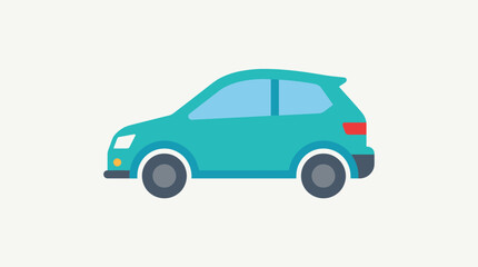 Fototapeta premium Teal colored car illustration side view.