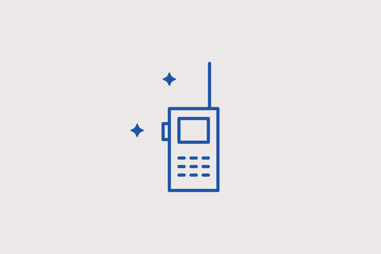 Walkie-talkie radio line icon for portable communication and security coordination. Reliable vector illustration for event management tools and emergency service equipment.