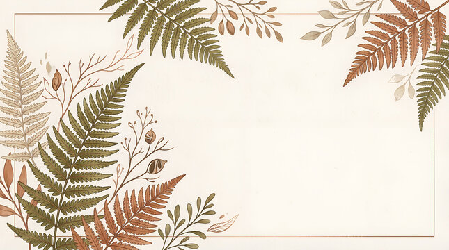 Sophisticated herbal presentation background with fern leaves  