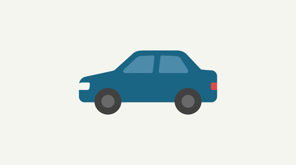 Fototapeta premium A blue cartoon car illustration side view.