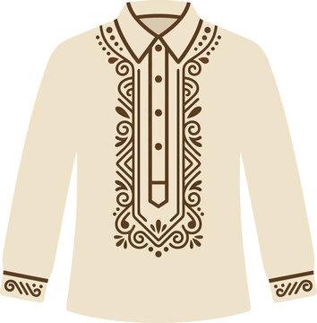 Filipino Barong Tagalog national shirt illustration for Philippine Independence Day.