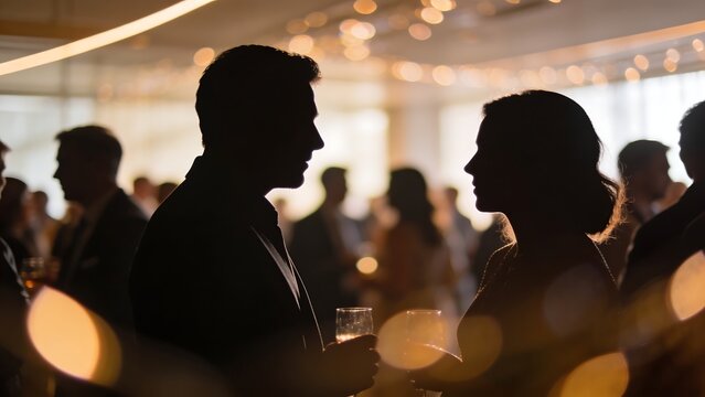 Generative Ai silhouettes of people engaging in conversation
