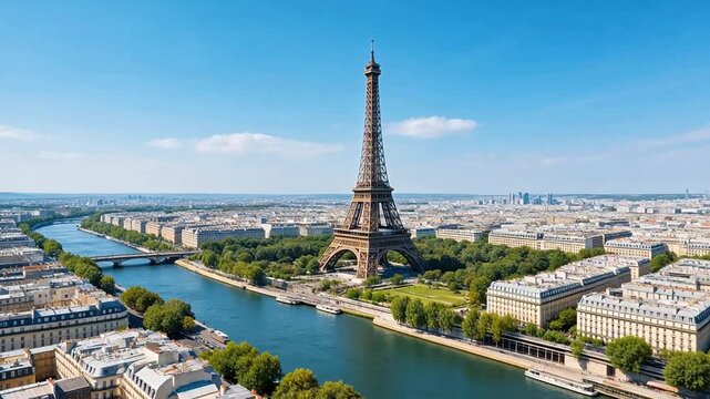 Eiffel Tower over Paris cityscape
