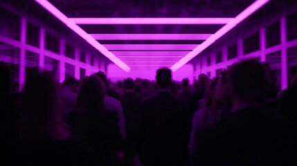 Naklejka premium Generative Ai vibrant neon-lit tunnel with silhouettes
