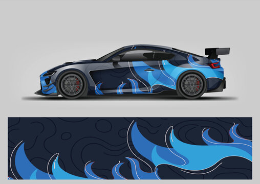 blue fire graphic vector. abstract background for car vinyl wrap