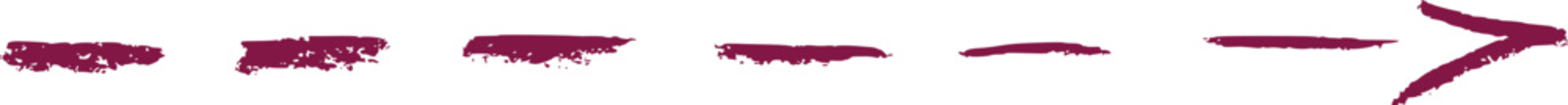 Maroon hand drawn dashed arrow symbol isolated on transparent background