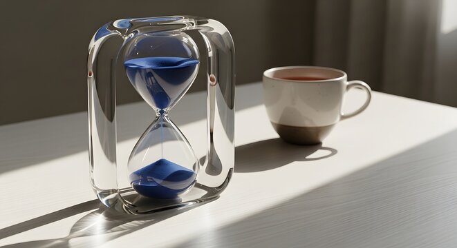Analog Sand Timer on Minimalist Desk