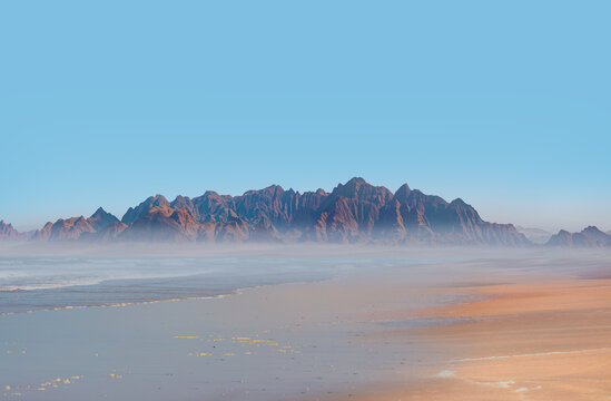Namib desert with Atlantic ocean meets near Skeleton coast - Namibia, South Africa