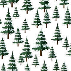 Obraz premium Winter Pine Tree Snow Seamless Pattern Vector Illustration Background