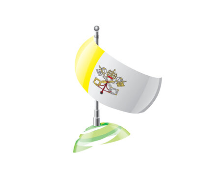 Official indoor display featuring Vatican flag on small stand suitable for diplomatic settings