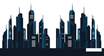 Obraz premium Modern Cityscape Silhouette of Skyscrapers, Futuristic Architecture, Urban Skyline