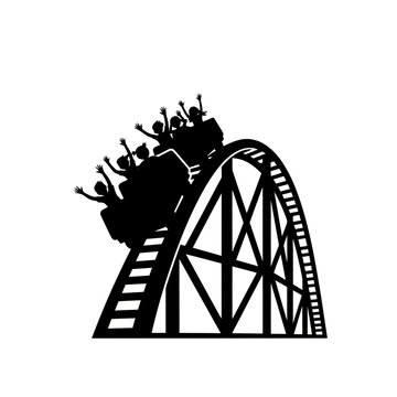 Roller Coaster Silhouette: Thrill Ride Fun at Amusement Park
