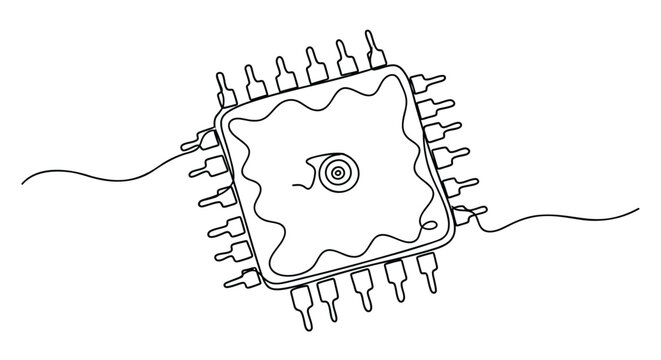 Microchip, electronic circuit, vector illustration, technology concept