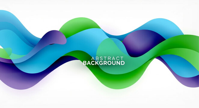 Abstract flowing waves of color on a white background.