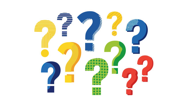 Colorful Question Marks, Symbolizing Uncertainty and Inquiry