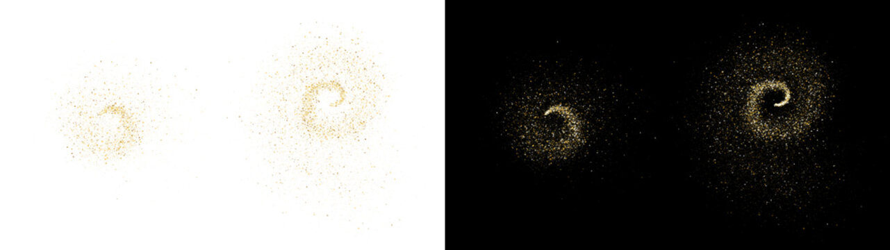 PNG image of&nbsp;Swirling golden glitter particles creating a dynamic spiral dust cloud effect on transparent background