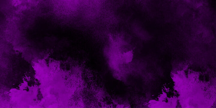 Dark abstract background with Purple grunge effect background. Purple velvet grunge texture fantasy smooth watercolor painted art design. Dark elegant Royal purple shades aquarelle paint