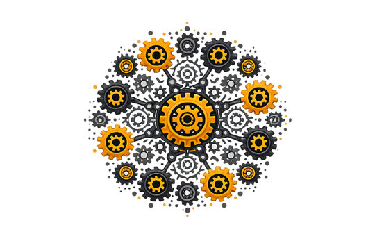 gear mandala, symmetrical pattern, mechanical mandala, gear pattern, circular design, industrial ornament, steampunk design, geometric symmetry, gear wheels, mechanical pattern, abstract gears, radial