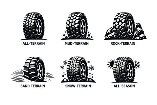 tire icons, terrain tire icons, off road tires, all terrain tires, mud terrain tire, snow tire icon, sand tire icon, gravel tire icon, asphalt tire icon, rugged tire icons, automotive icons, wheel ico