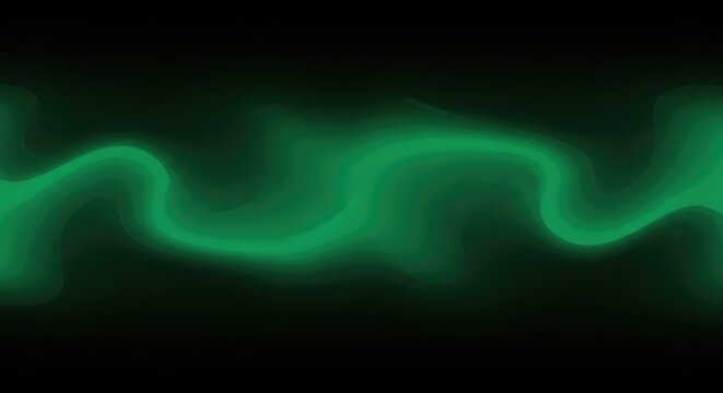 Dark abstract gradient with wavy green line on black background