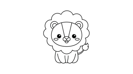 Fototapeta premium Simple outline drawing of a cute baby lion for children's coloring book and creative educational activities in the classroom.