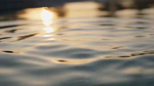Water Surface Moving at Sunset with Soft Focus
