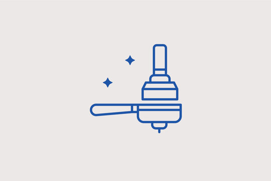 Coffee tamper line icon for espresso preparation and barista precision. Essential vector illustration for coffee tool kit catalogs and barista competition guides.