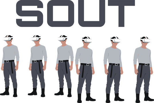 Sout six figures in uniforms with vr headsets a digital illustration