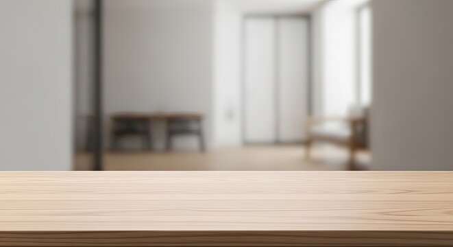 Wooden Table Display in Modern Interior Setting for Lifestyle Photography