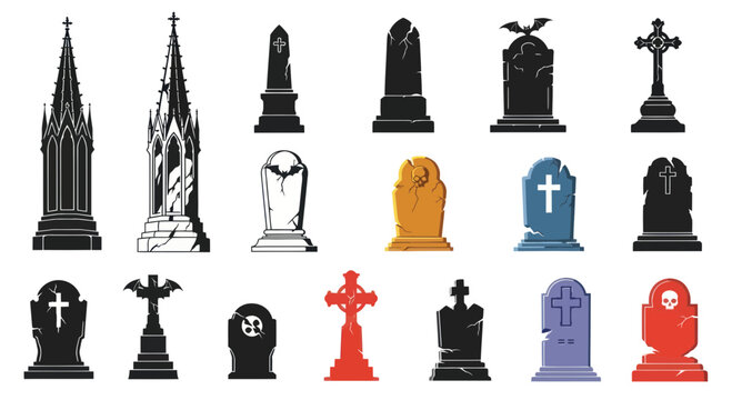 Gothic Cemetery Tombstones and Gravestones Collection