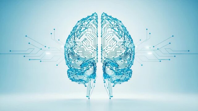 Digital Brain: An artistic representation of the human brain, constructed with digital lines and circuits. The image symbolizes intelligence and the mind in the realm of technology and science.