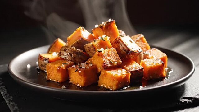 Perfectly Roasted Orange Sweet Potato Cubes Dish