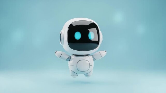 Futuristic Companion: A charming robot with a modern design stands ready to assist, set against a sleek backdrop of the future.