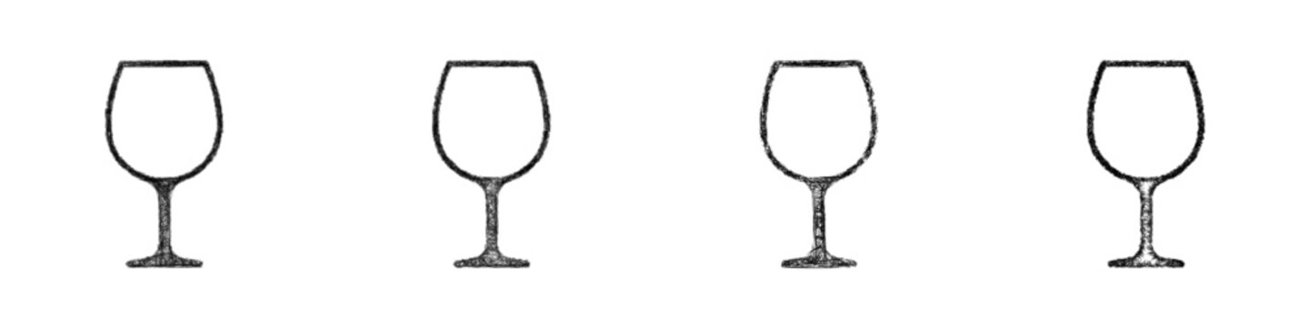 Sketch wine glass icon design set