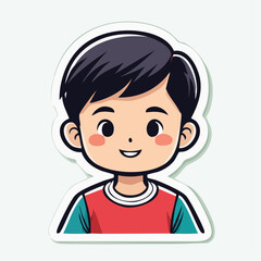Obraz premium Cute Cartoon Boy Sticker