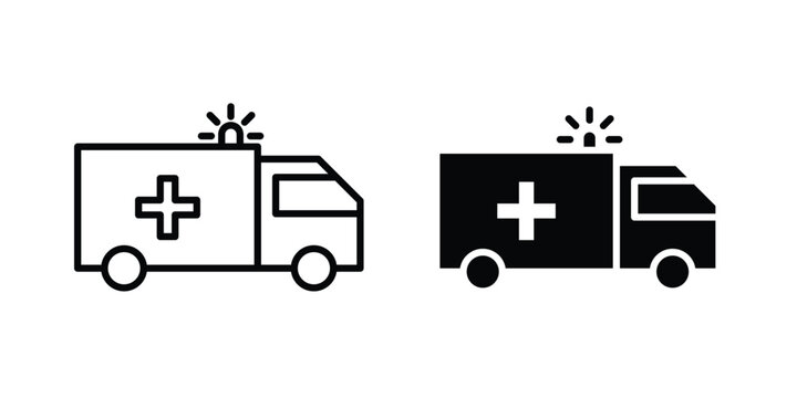 Ambulance icon symbol vector set. Design Illustrations