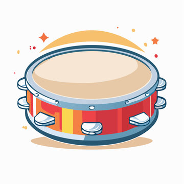 Cartoon Tambourine with Jingle Bells
