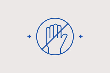 Fototapeta premium Do not touch hand sign line icon for artifact protection and gallery rules. Universal vector illustration for museum visitor signage and fragile exhibit labels.