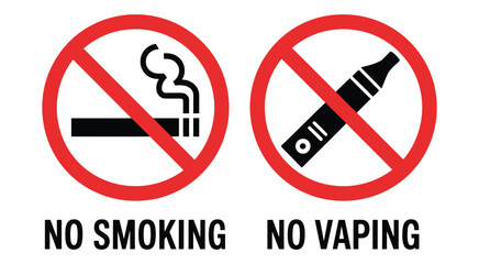 No smoking no vaping prohibition signs vector illustration, restricted tobacco and e-cigarette ban symbols © Ayat 04